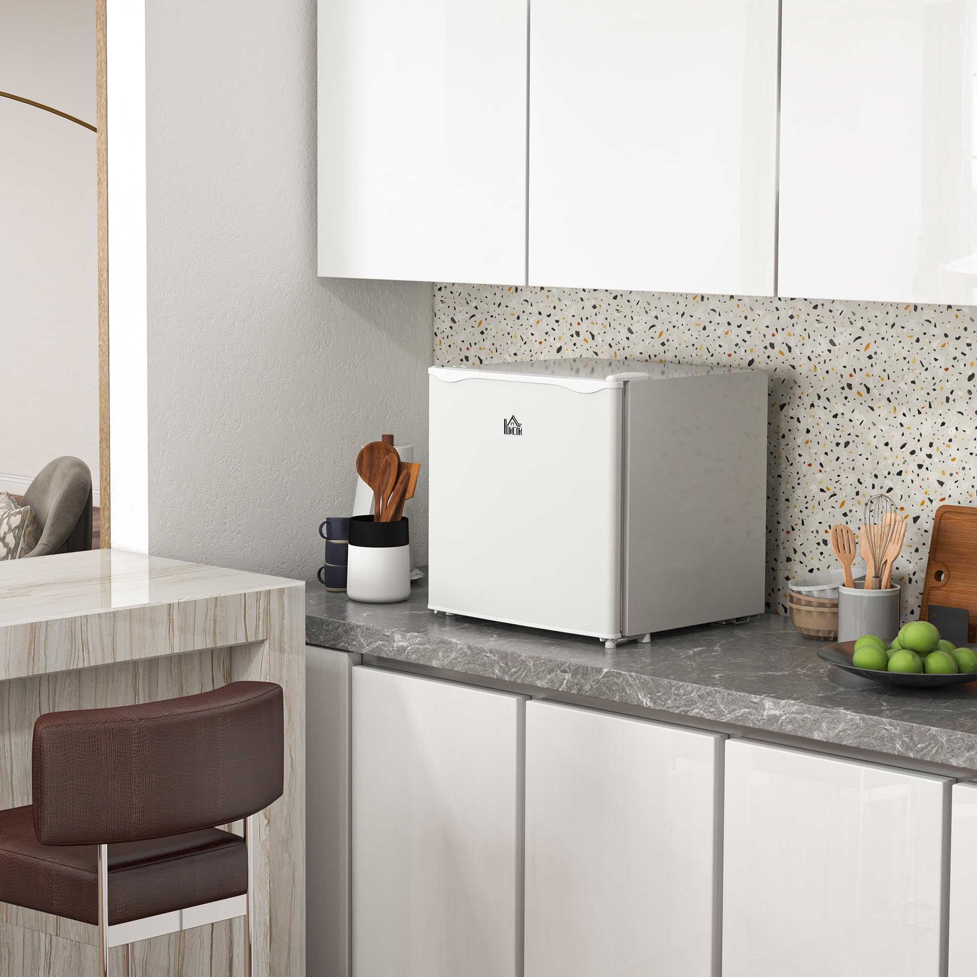 HOMCOM Mini congelatore 35 L box freezer elettrico a libera installazione 45 W mini congelatore mini frigorifero -14 a -24℃ Controllo della temperatura a 5 livelli 47 x 44,2 x 48,8 cm Bianco