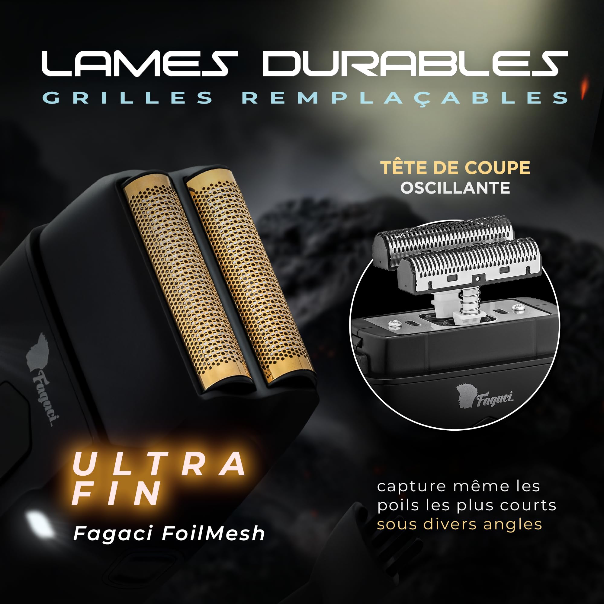 Fagaci Rasoir Homme, Rasoir à Grille Barbier 8500 RPM Sans Irritation | Zéro irritation, doux pour les peaux sensibles, Coupe nano-close de la mâchoire au cou, Couple élevé pour un poil épais