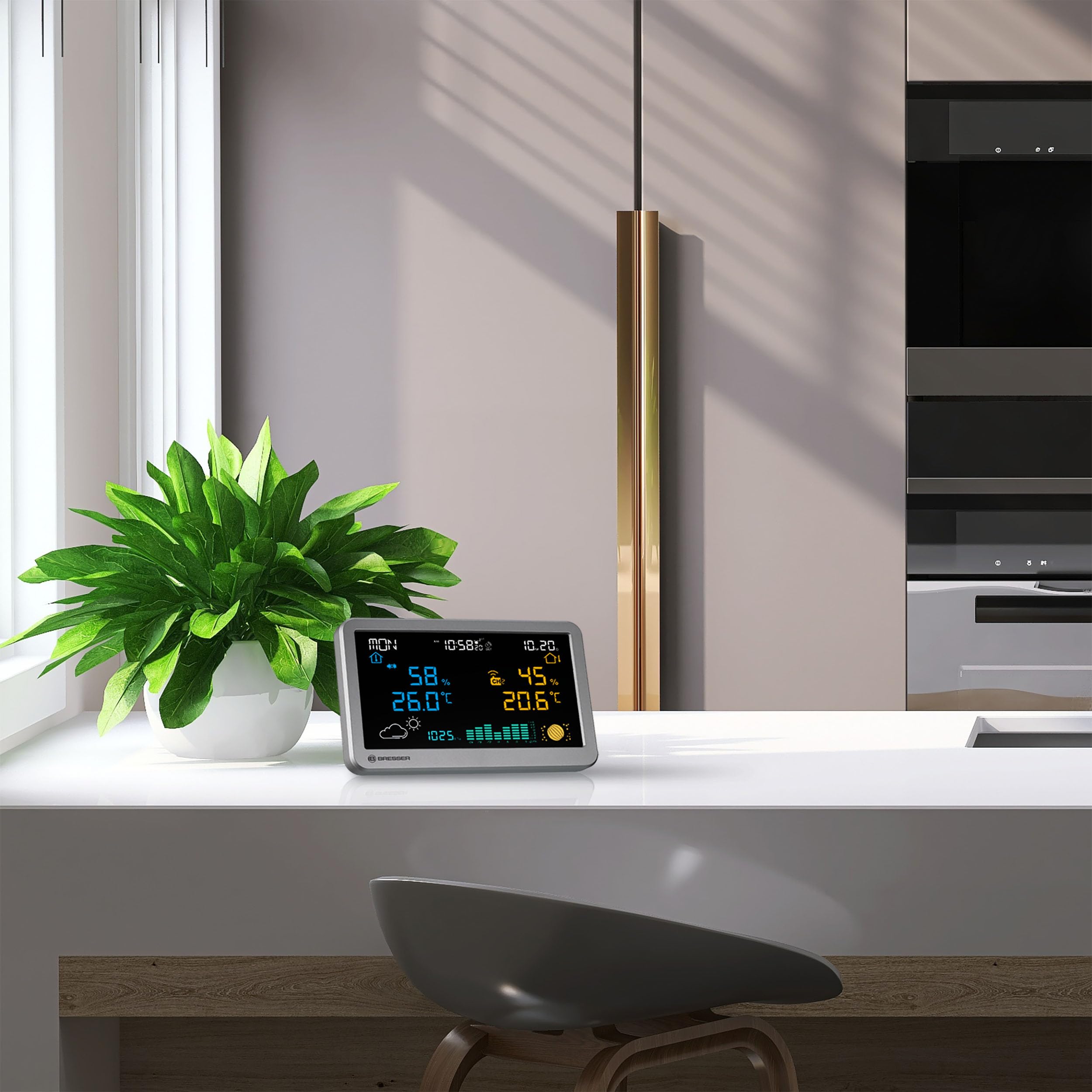 Stazione meteo wireless Bresser con sensore esterno, temperatura interna, umidità, previsioni del tempo
