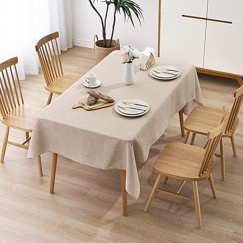 Miniatura 8 de STP GOODS Mantel rectangular de lino sintético, resistente al agua, para comedor, mantel de otoño, mantel plegable para mesa de comedor (color