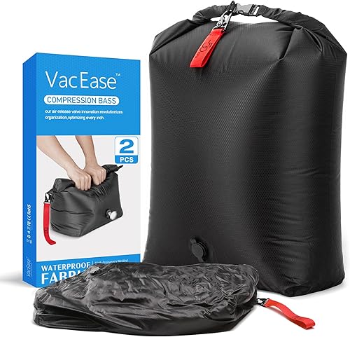 Bolsas de almacenamiento de compresión al vacío de viaje, 2 bolsas secas para maleta, equipaje de mano, para ahorrar espacio