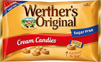 Werther's Original Cream Candies (1kg), Butter Sugar Free Candies & Fresh Cream, Sweet & Creamy Toffees, Gluten Free Caramel with Cream Flavor