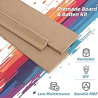 Vista 5 de Art3d Kit de Revestimiento de Tablero y Listón Prefabricado Pintable, Panel de Pared de Acento de MDF para Cocina Dormitorio Sala de Estar