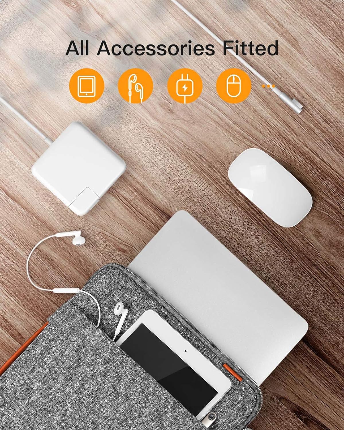 Inateck 360° 13-13.6 Pollici Borsa Porta Pc Compatibile con Macbook Air 13 M4 2025, M3/M2/M1 2012-2024, MacBook Pro 13 2012-2022, MacBook Pro 14 M5/M4/M3/M2/M1 Pro/Max 2025-2021