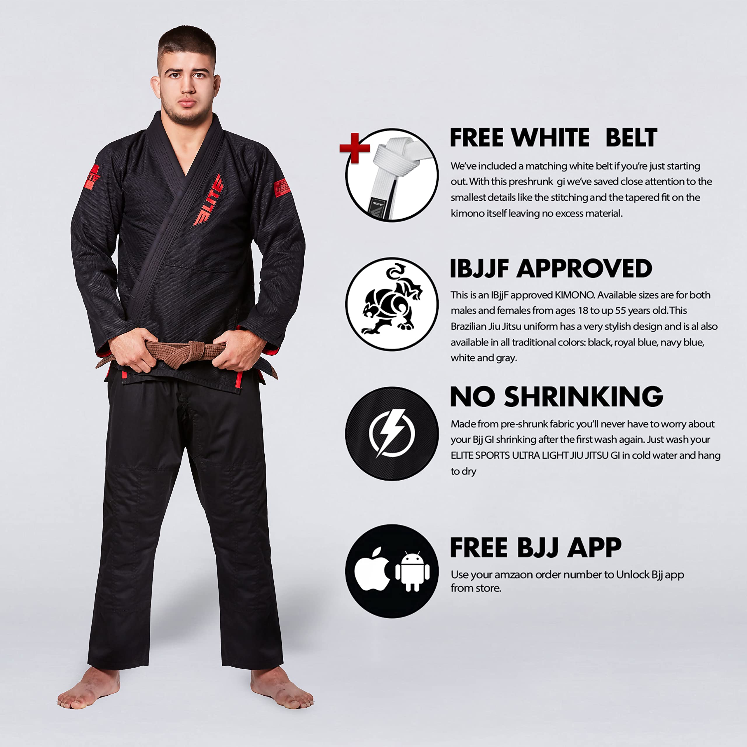 Buy BJJ GI for Men Brazilian Jiu Jitsu Gi IBJJF Tournament Kimono