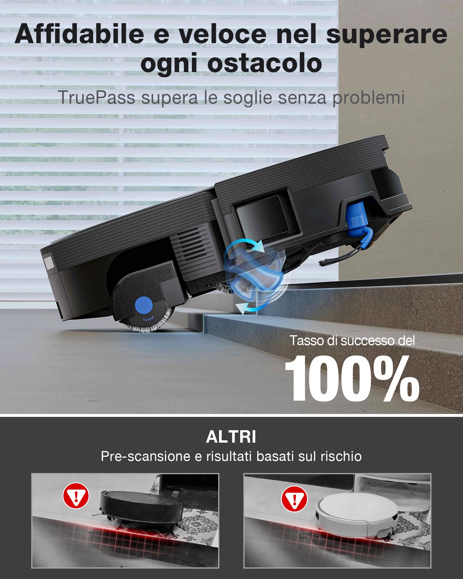 ECOVACS X12 OMNICYCLONE Care Complete Robot aspirapolvere lavapavimenti, BLAST e 22.000 Pa, FocusJet anti-macchie, PowerBoost ultrarapido, OZMO ROLLER 3.0, rullo esteso, PureCyclone 2.0