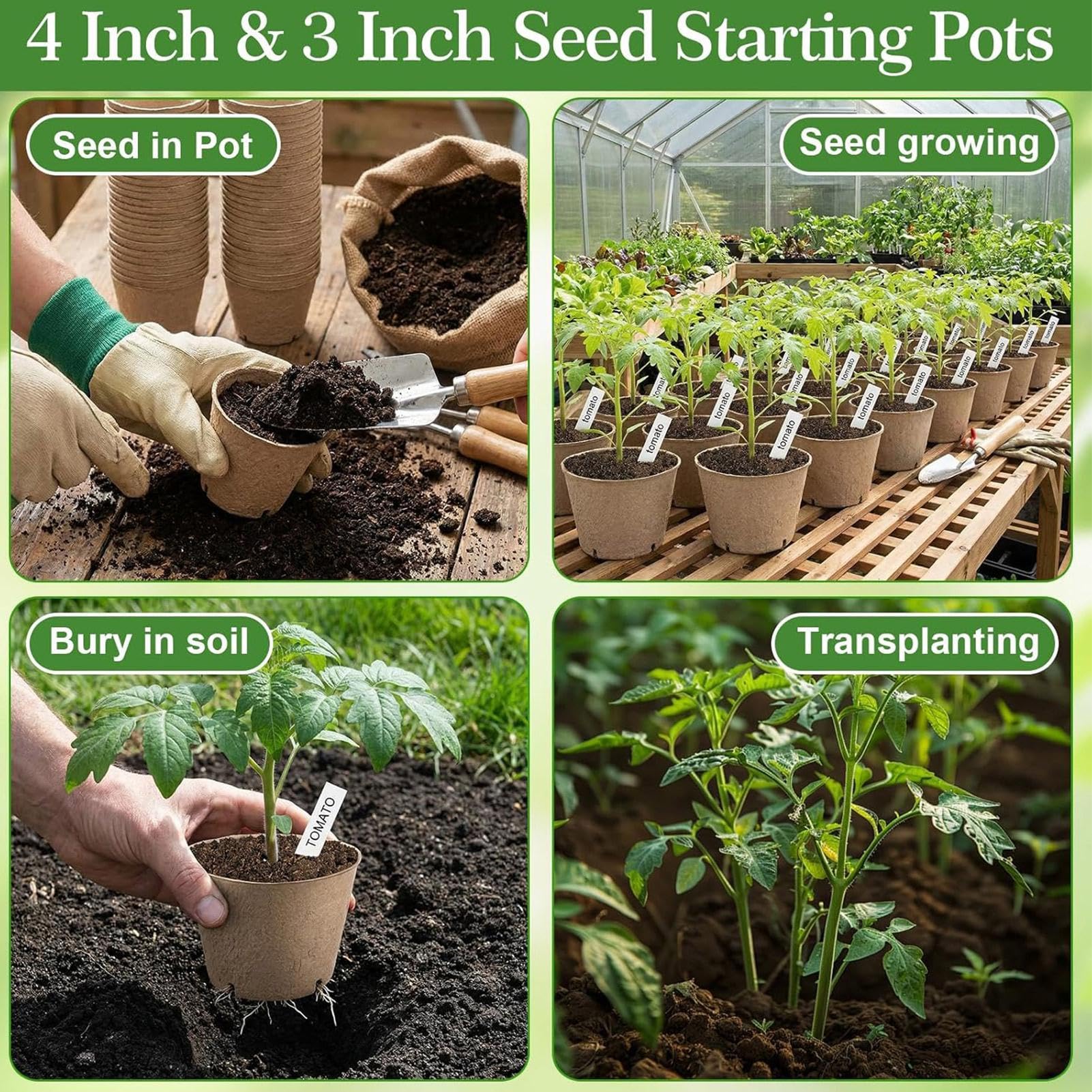 Generisch Pflanzstartertöpfe 150-teilig atmungsaktiv mit Pflanzenetiketten | Garten-Anzucht-Torf--Set für Gewächshaus, Hydroponik, Blumen-, - & Kräuteranbau drinnen & draußen