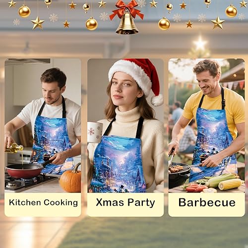 Miniatura 6 de Nuxovilar Delantales para mujer con bolsillos, 26.77 x 30.7 pulgadas, ideal para cocinar, hornear, reuniones de Navidad