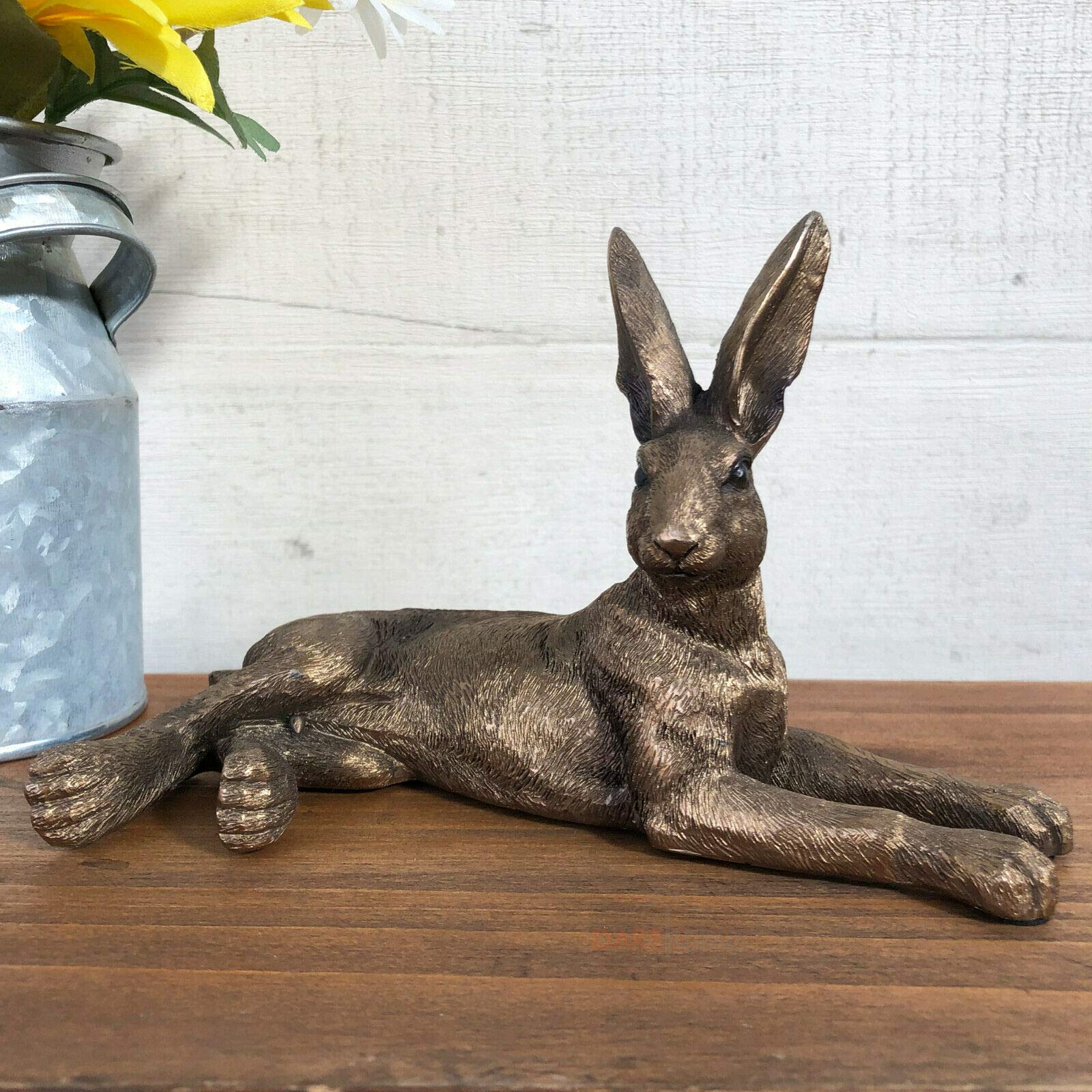 Be-Creative Bronze Vintage Effect Resin Laying Hare Figurine Statue Sculpture Ornament Gift