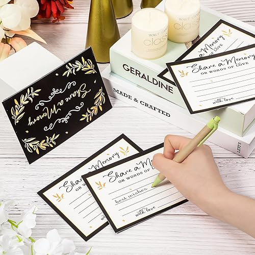 Miniatura 4 de Capoda 50 tarjetas de memoria para celebración de la vida, caja de madera de memoria, tarjeta de invitados funerarios, caja de condolencias para