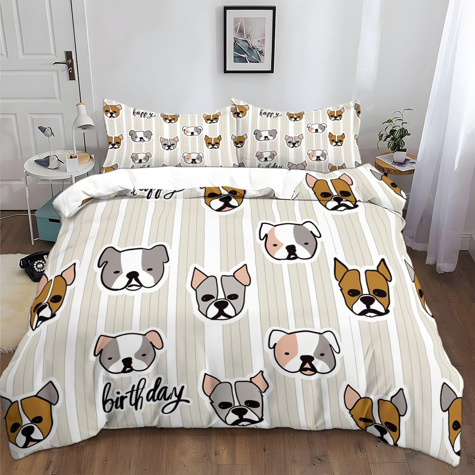 Housse de couette 240x260 cm en microfibre grise haute densité avec motif animalier élégant
