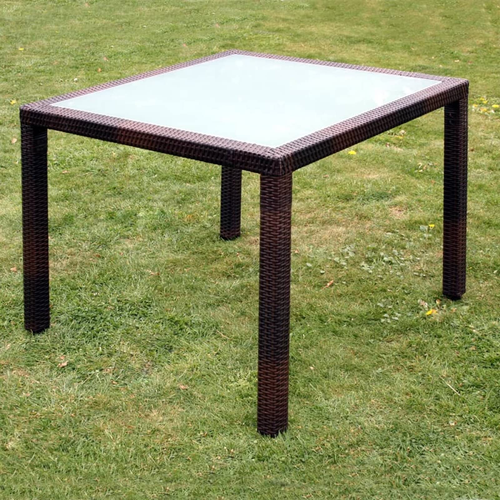 Homgoday Juego de muebles de jardín con cojines, mesa de jardín con sillas, muebles de jardín, muebles de jardín, balcón, terraza, poliratán, marrón