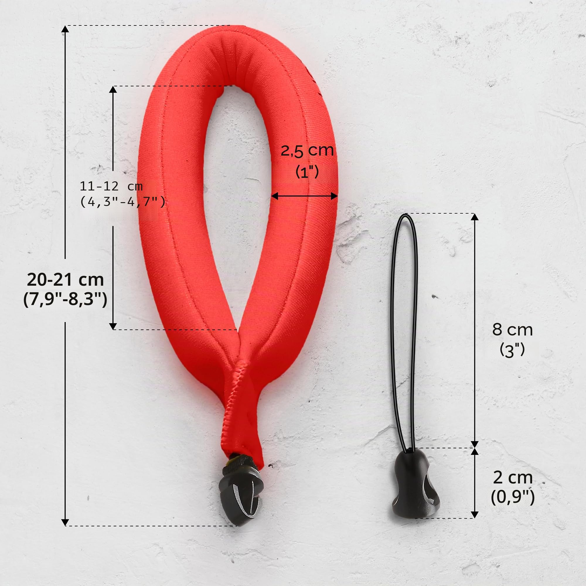 Lot de 2 flotteurs étanches pour appareil photo - Dragonne pour appareils sous-marins – GoPro/Panasonic Lumix et plus – Flotte téléphone, étui, maintient clés, évite couler – (rouge et orange)