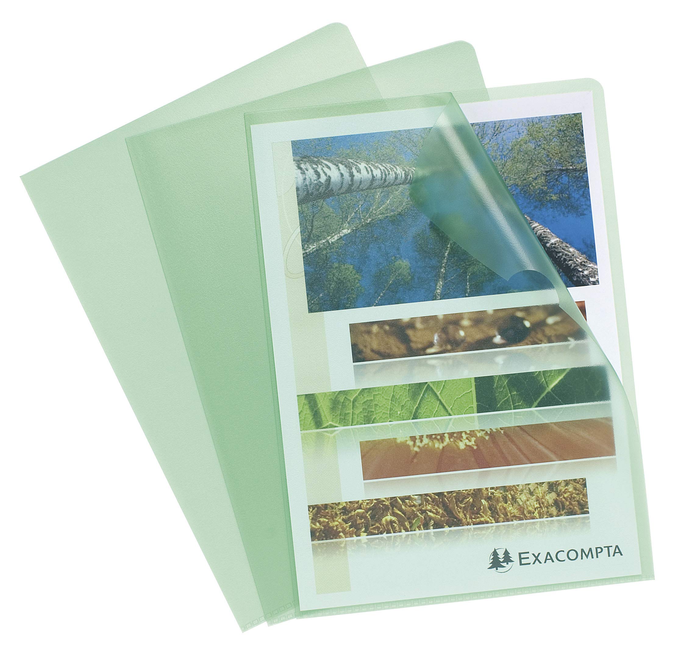 Exacompta - Ref 58523E - Grained PP Cut Flush Folders (Pack of 100) - 220 x 310mm in Size, Suitable for A4 Documents, 120 Micron Polypropylene, L-Shaped Opening - Green