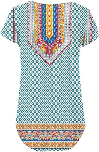 Miniatura 3 de Blusas fluidas para mujer, blusas casuales de verano de manga corta, ajuste holgado, para ocultar el vientre, camisetas lindas con estampado floral