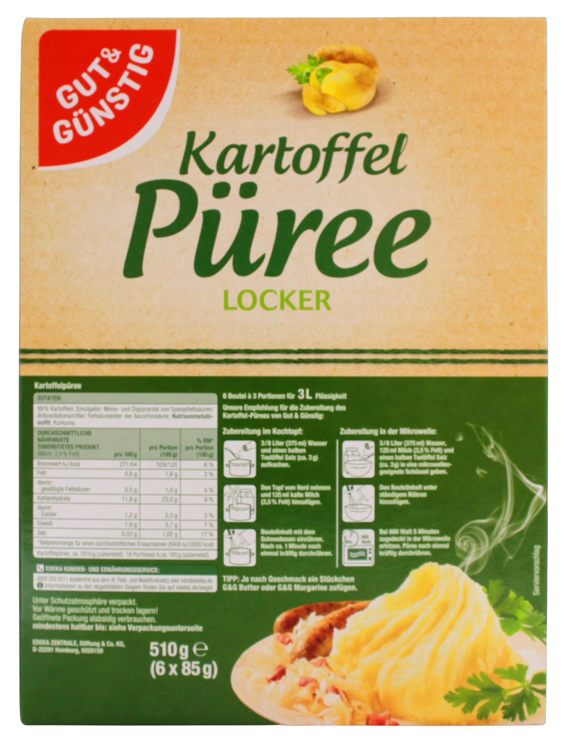 Gut & Günstig Kartoffel-Püree locker, 14er Pack (14 x 510g)