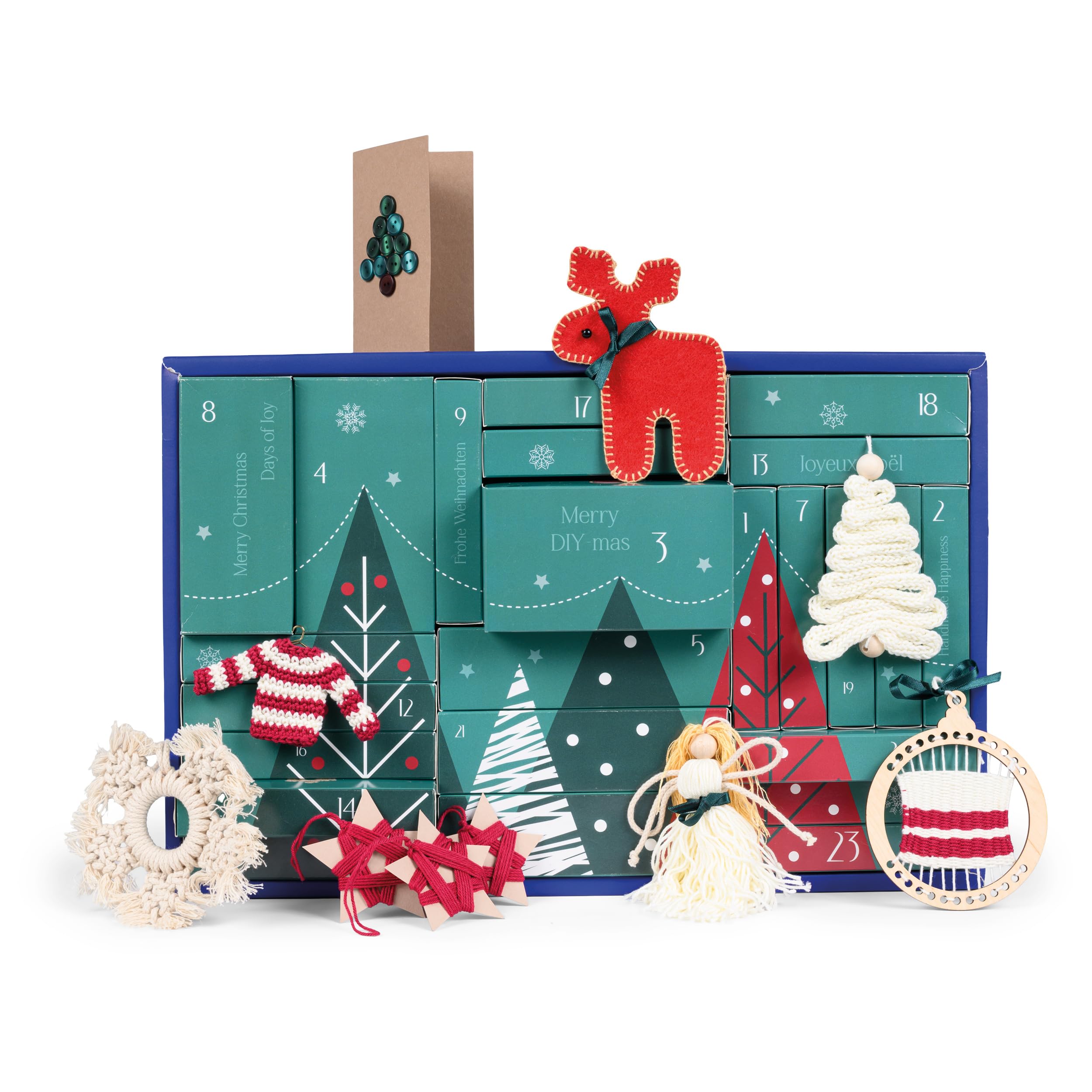 Prym Calendrier de l’Avent DIY 2026 – 24 surprises créatives pour 8 projets de loisirs créatifs, avec matériel inclus et tutoriels vidéo, édition limitée de Noël