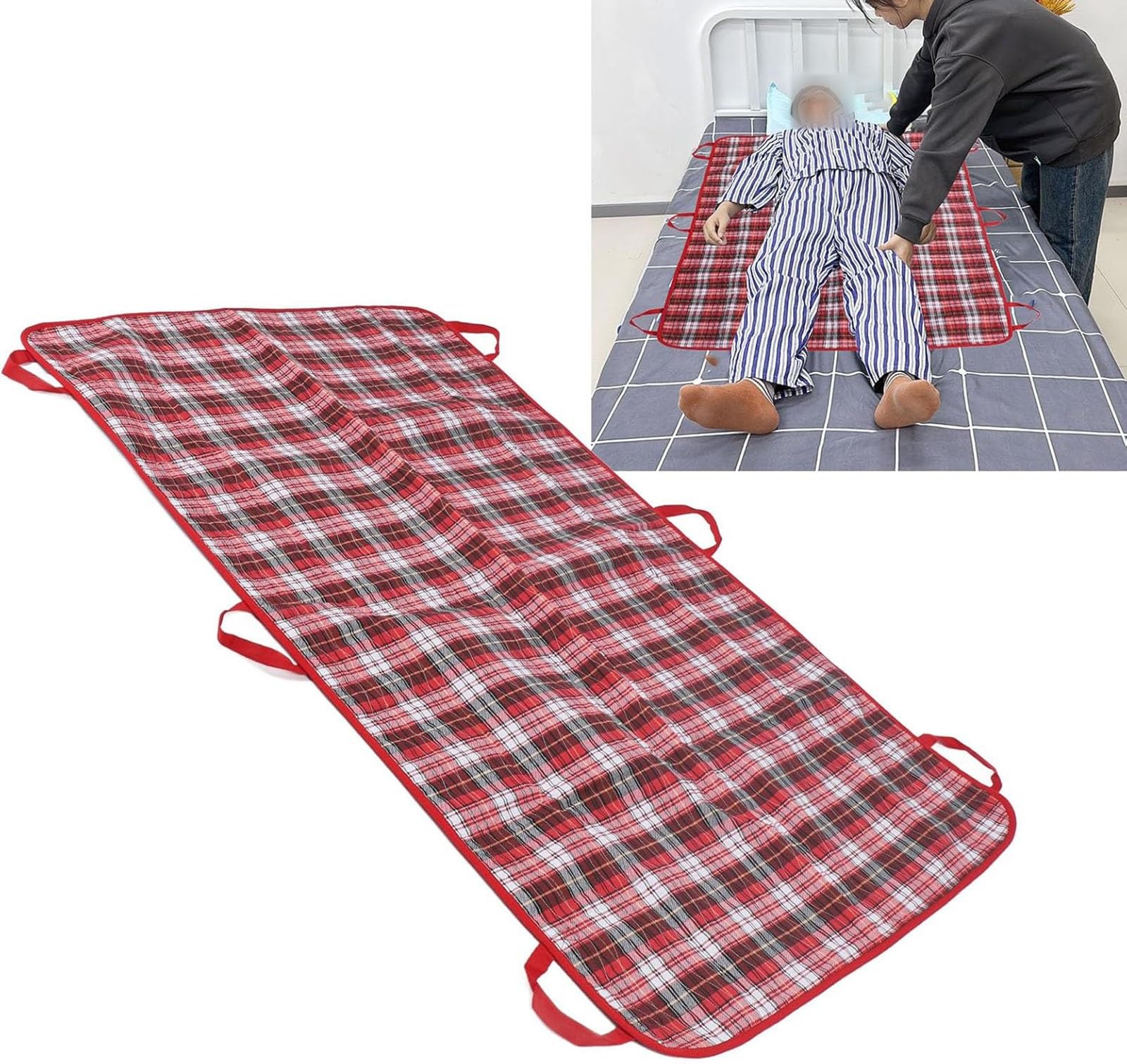 Almohadilla de cama de posicionamiento con asas, colchón reutilizable para incontinencia, sábana de transferencia para volteo, elevación y reposicionamiento para atención domiciliaria(Pink,90*120cm)