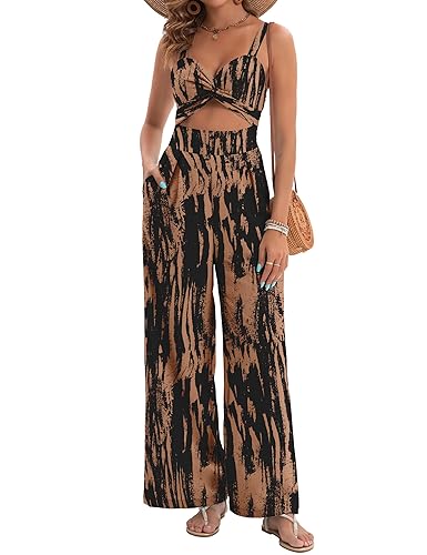 Womens Summer Jumpsuits Dressy Sexy V Neck Twist One Piece