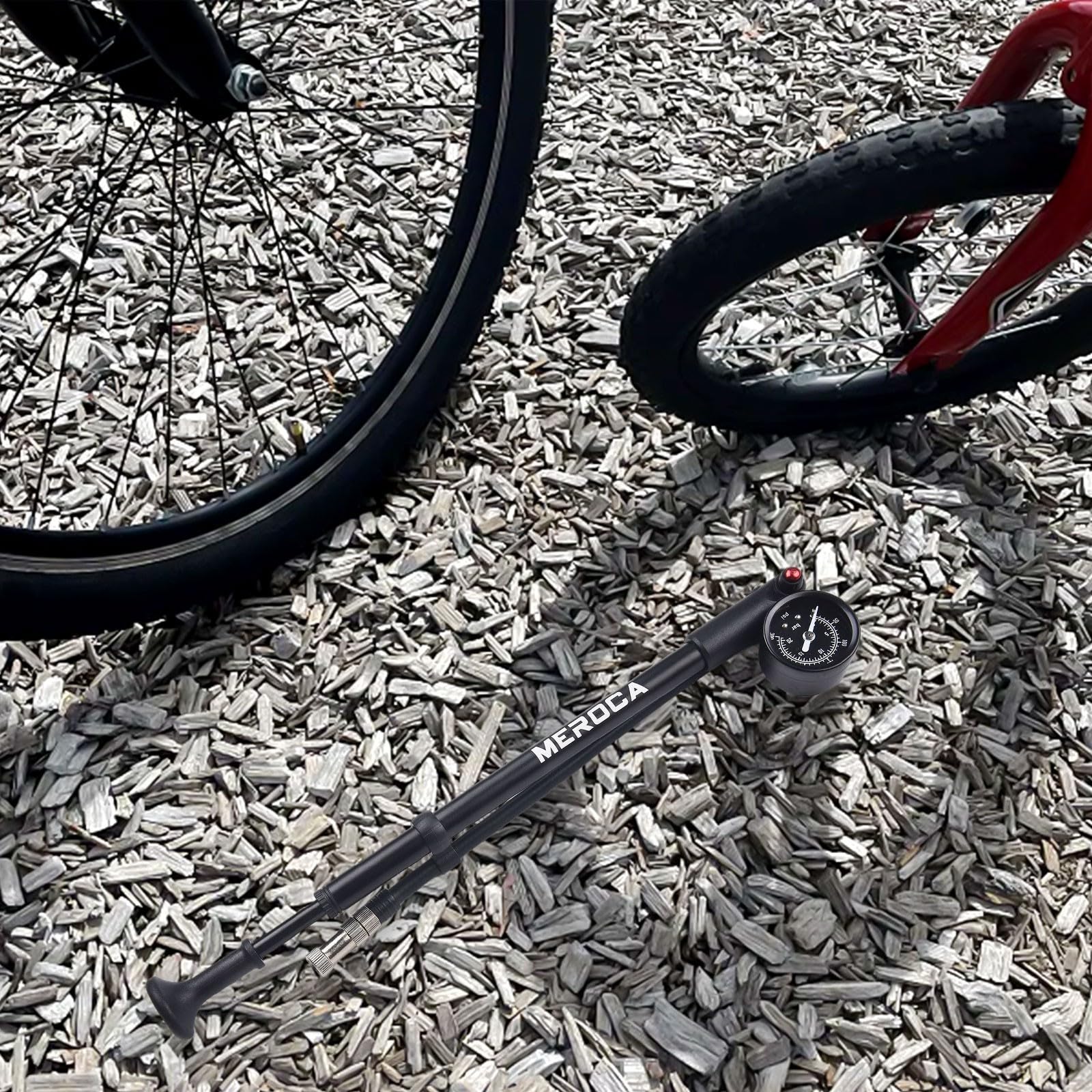 Pompa ammortizzatore per bicicletta, 300 psi, con manometro e valvola di rilascio per forcella anteriore e sospensione posteriore