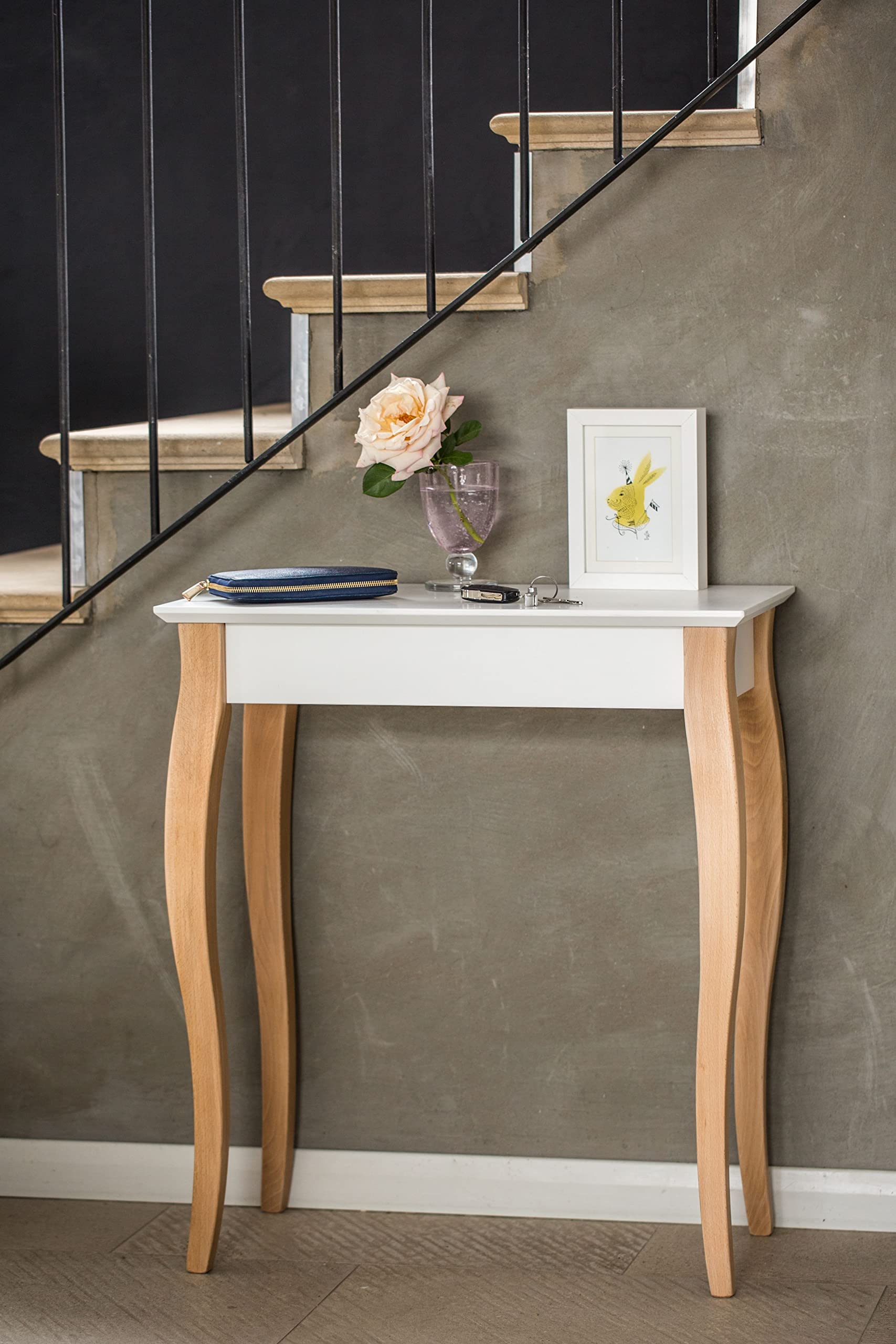 RAGABA LILLO Tavolo Consolle 85x35cm Con Gambe Cabriole - Legno Massiccio FSC, Colore Rosa Antico, Design Elegante - 5