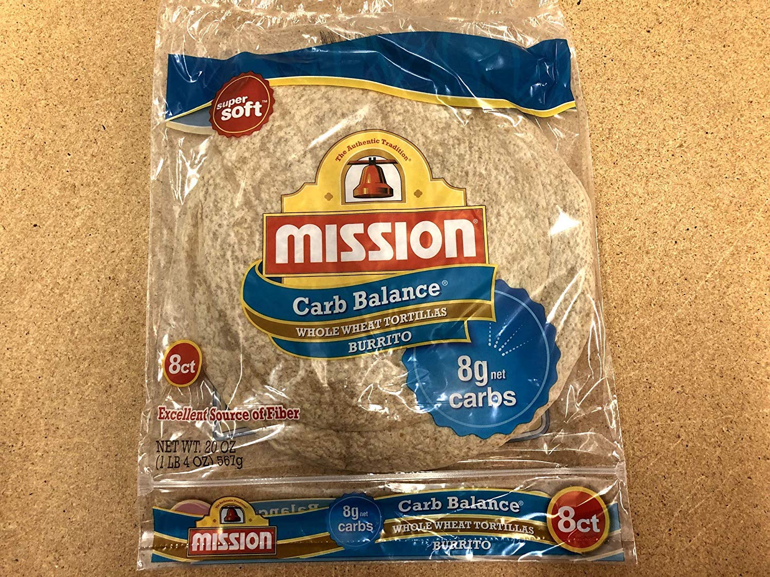 Mission Carb Balance, Whole Wheat, Burrito Size, 8 Per Package, (Pack of 4)