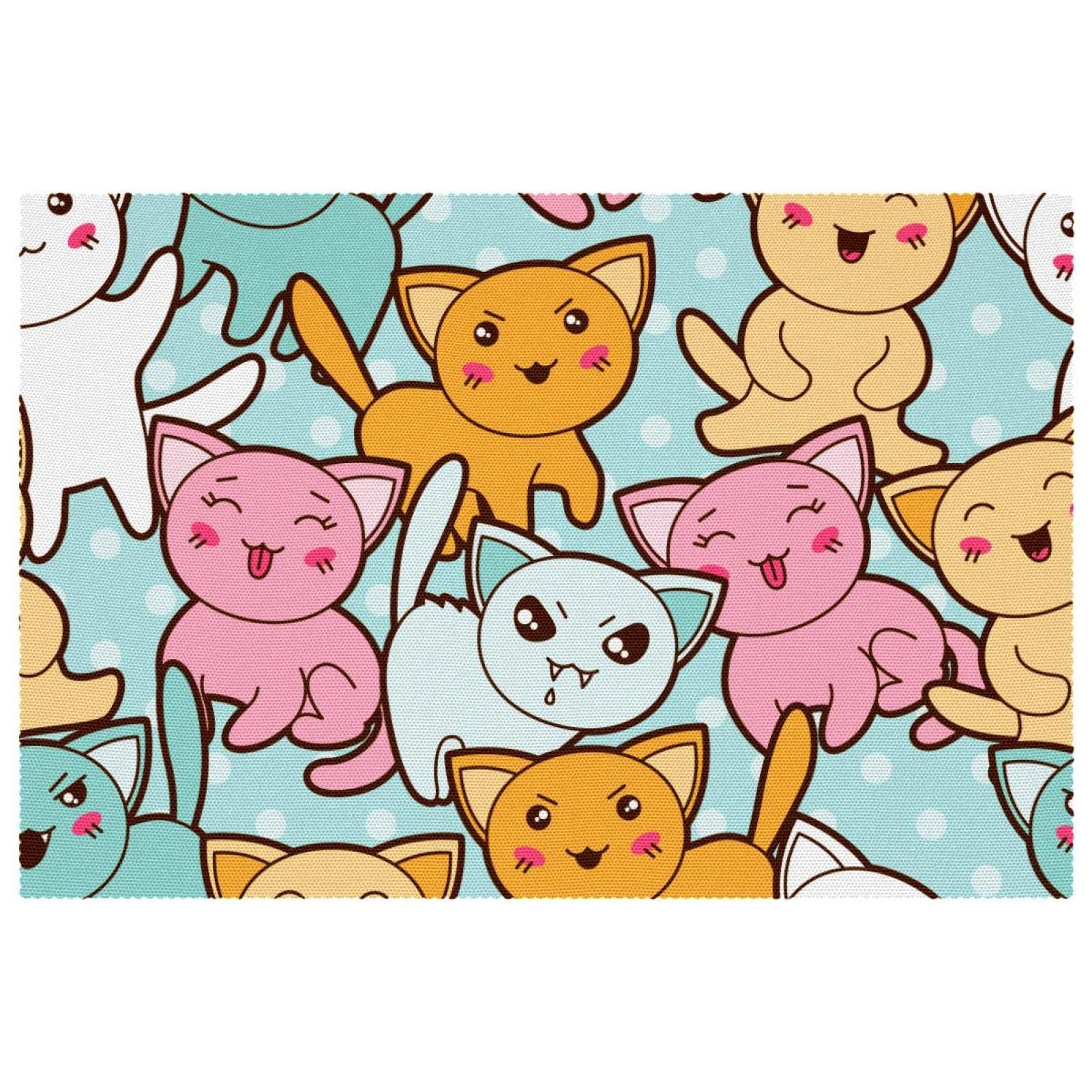 Sets de table chat colorés pour repas de famille joyeux, lot de 6 protections de table