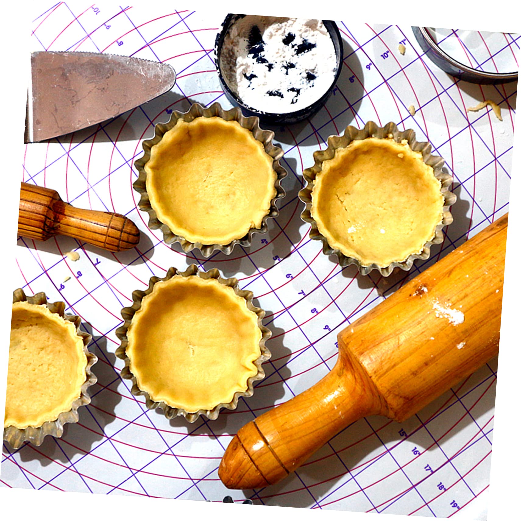 VICASKY 6Pcs Stainless Steel Flower Tart Pans Reusable Baking Cup Mold for Cupcakes and Egg Tarts Non Stick Design for and Cleanup