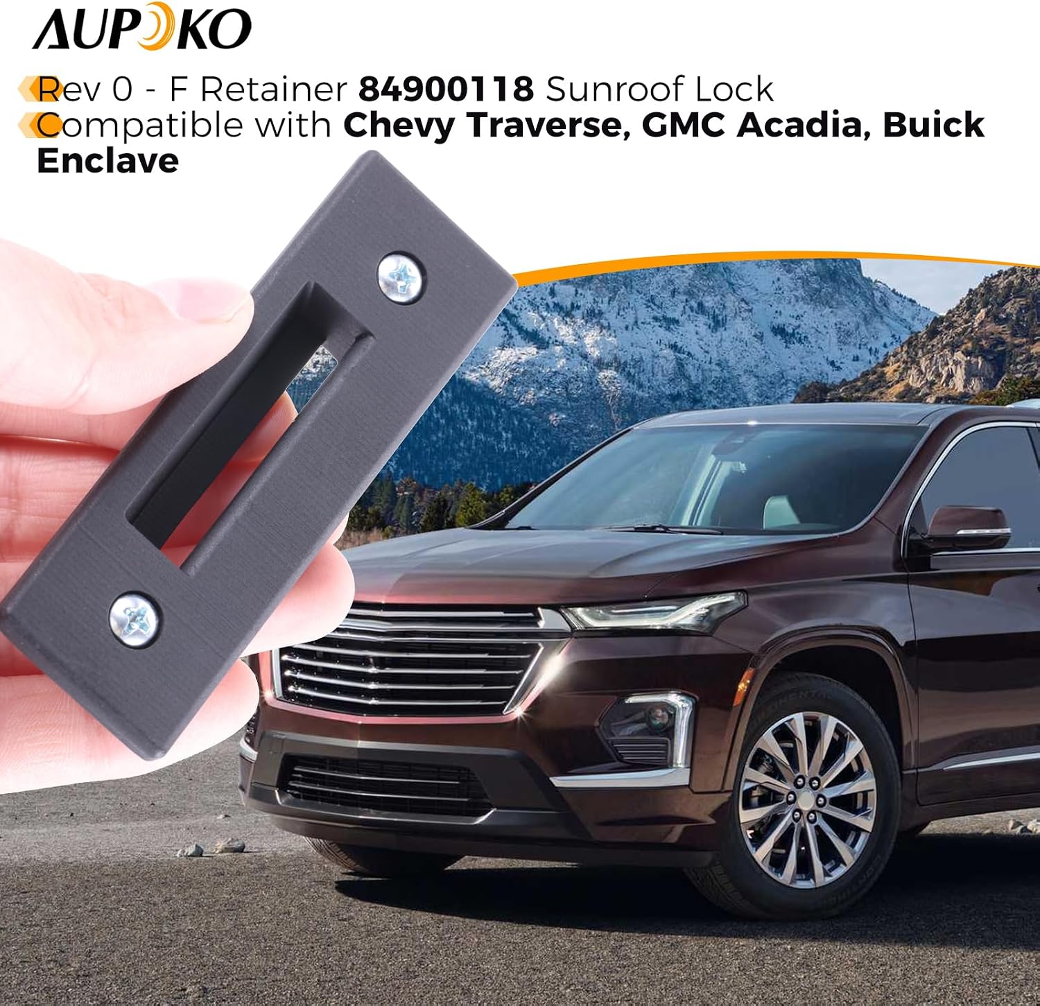 Aupoko Rear Sliding Moonroof Cover Latch, Rev 0 - GM F Retainer 84900118 Sunroof Lock Compatible with Chevy Traverse Buick Enclave GMC Acadia, Sunroof Lock Rev 0 F Retainer - Black