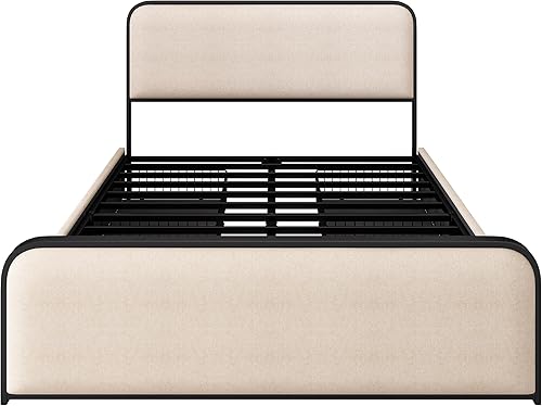 Miniatura 159 de SOFTSEA Cama de plataforma tapizada tamaño Queen con cajón de almacenamiento, marco de cama tapizado con cabecera con respaldo de alas, soporte de