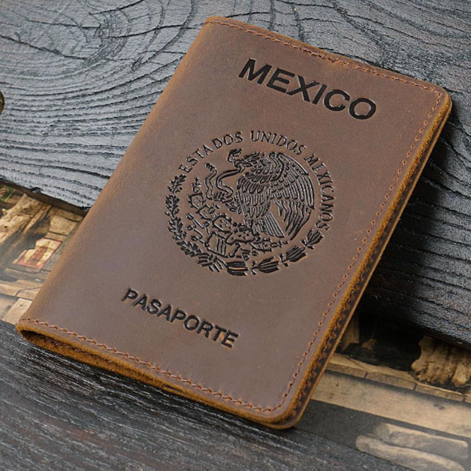 Passoport Cover Mexican Passport Protection Cover ID Card Holder Cowhide Retro Boarding Ticket Card Wallet Card Holder Passport Cover Passport Case