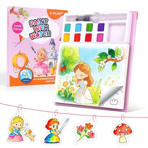 YPLUS Libro Pintar con Agua Niños 3-6 Años, Libro Acuarelas Niños Princesa