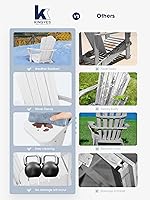 Vista 248 de KINGYES - Silla Adirondack plegable, sillas de patio de polietileno de alta densidad para todo tipo de clima, silla de césped con textura de madera