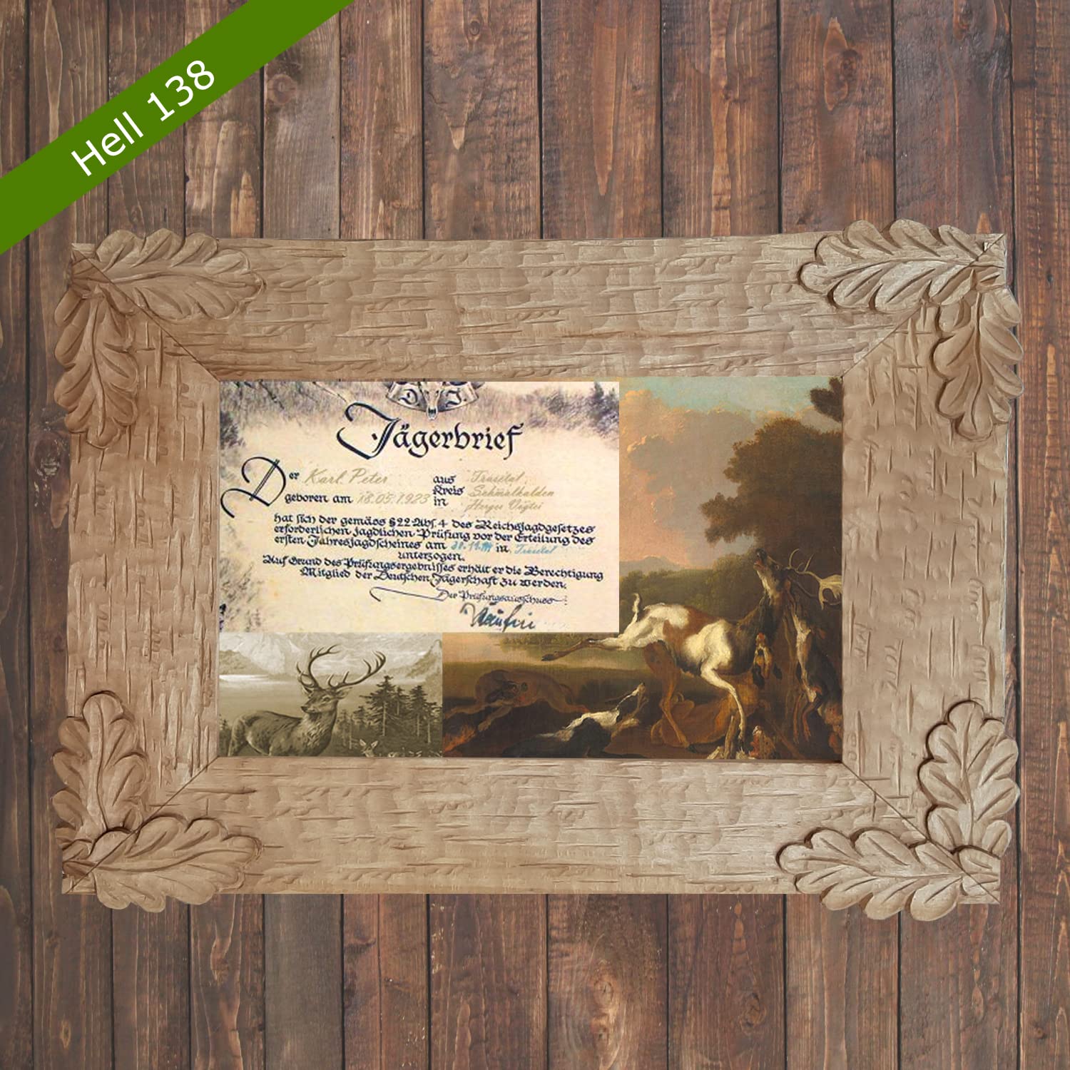 Bilderrahmen Holz Echtholz Rustikaler Landhausstil | Handgeschnitzte Schnitzerei, Made in Thüringen, Vier Farben, 6 Größen: A4 A3 A2 30x40 52x40 31,5x42,5
