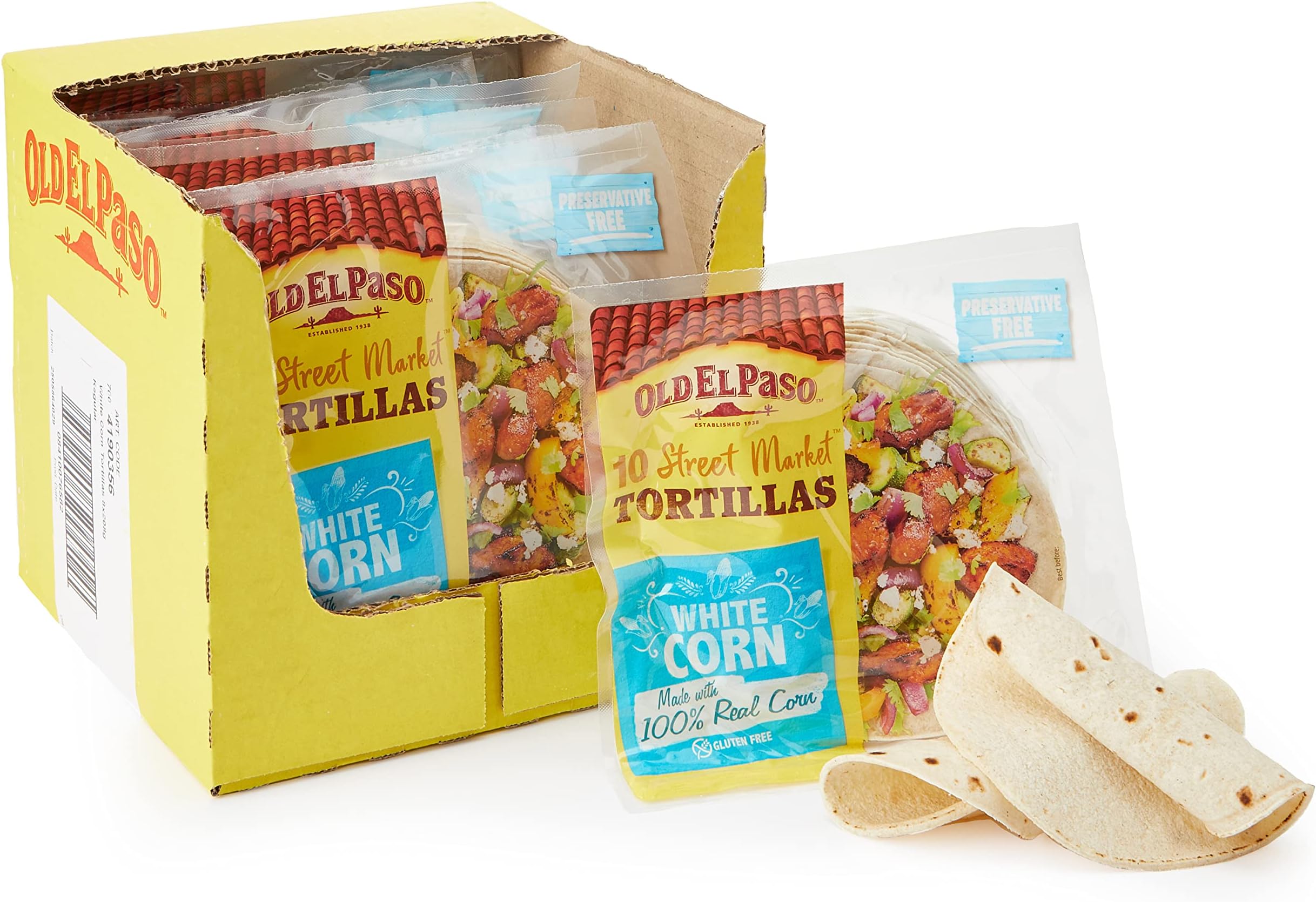 White Corn Gluten Free Tortilla Wraps 208g (Pack of 8)