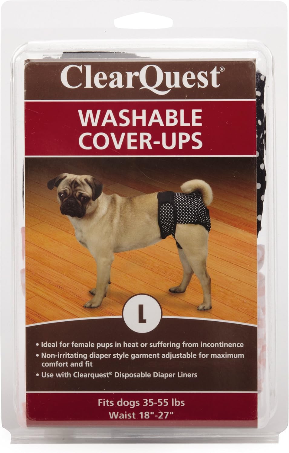 Clear Quest Wetness and Stain Protecting Dog Cover-Ups Dog Diapers, 2-Pack