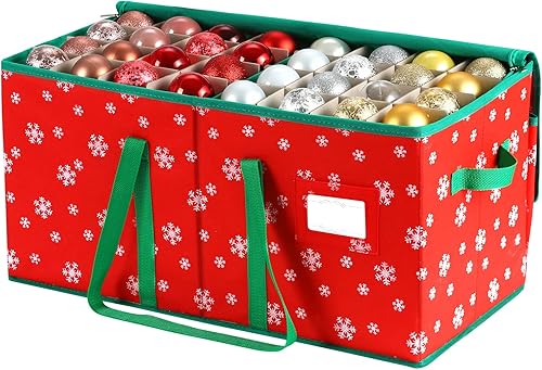 Caja de almacenamiento de adornos navideños con cierre de cremallera, bolas de Navidad, adornos navideños, organizador de almacenamiento de cofre de