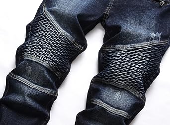 RXXKKK Men's Classic Zipper Biker Regular Fit Flex Jean