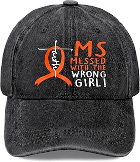 MS Warrior Multiple Sclerosis Awareness Month Hats for Men Funny Washed