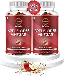 Tefety Natural Sugar Free Apple Flavor Apple Cider Vinegar Gummies for Weight Loss, Energy Boost & Gut Health - Supports D...