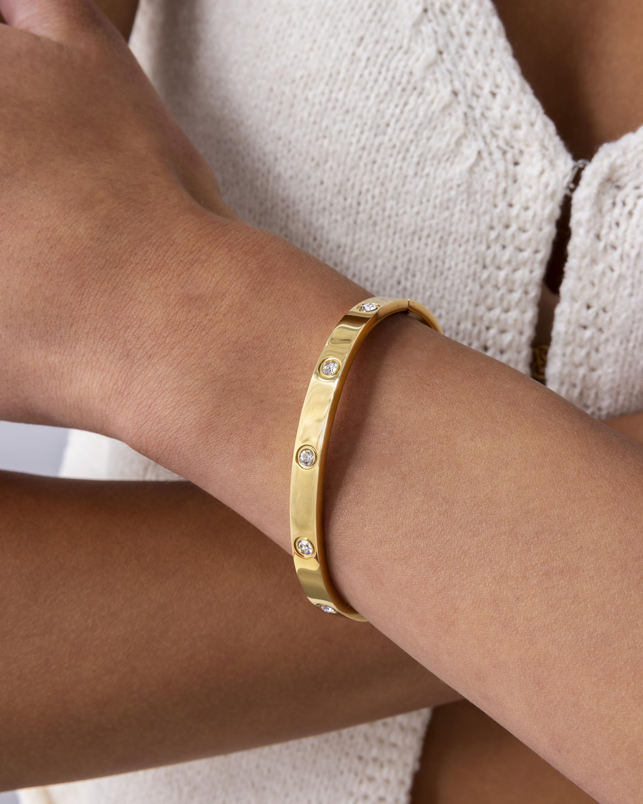 PAVOI 14K Gold Plated Love Bracelet for Women | Waterproof Stainless Steel
