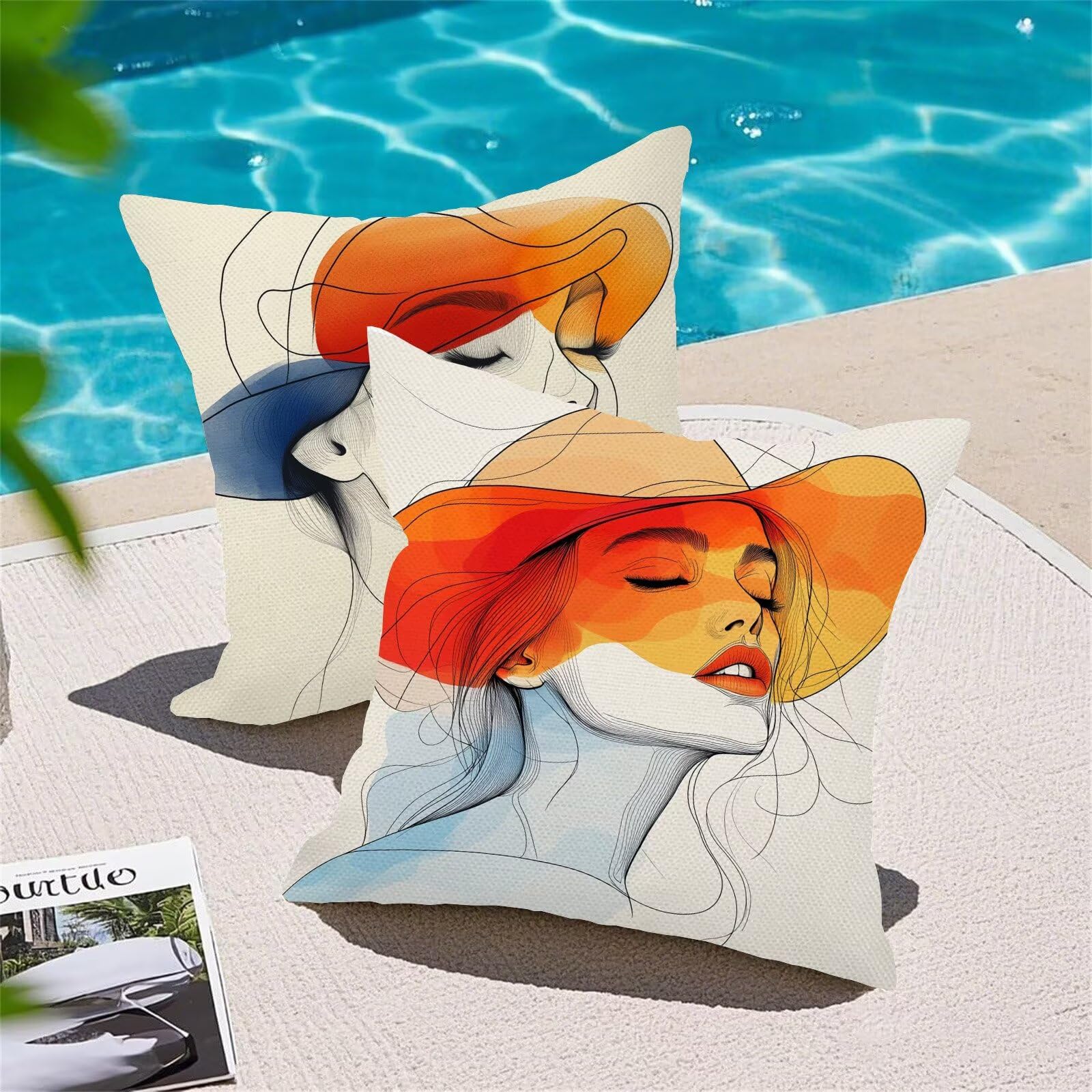 Fundas Cojines 65 x 65 cm Juego de 4 Cojines Exterior, Crema Mujer Lino Impermeable Sofa Fundas Cojin de para Sofá, Dormitorio, Estar, Jardín, Coche, Decoración Del Hogar, con Cremallera Oculta m-454