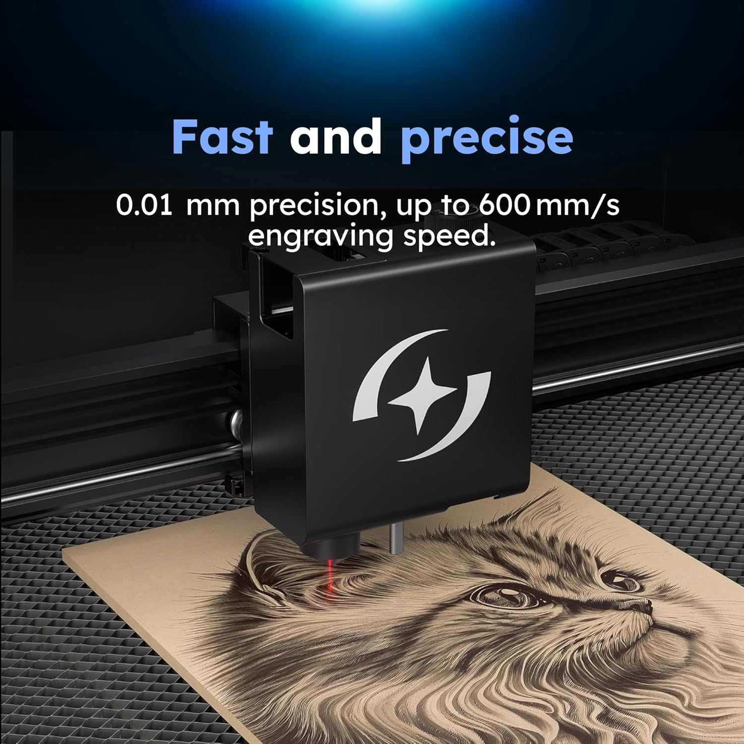 AtomStack Hurricane CO₂ Laser Engraver Machine 55W (55,000mW) - Large 19.6” x 11.8” Workspace - Cutting and Engraving Wood, Leather, Clear Acrylic & Glass - Autofocus, AI Batch Mode, 5MP Camera