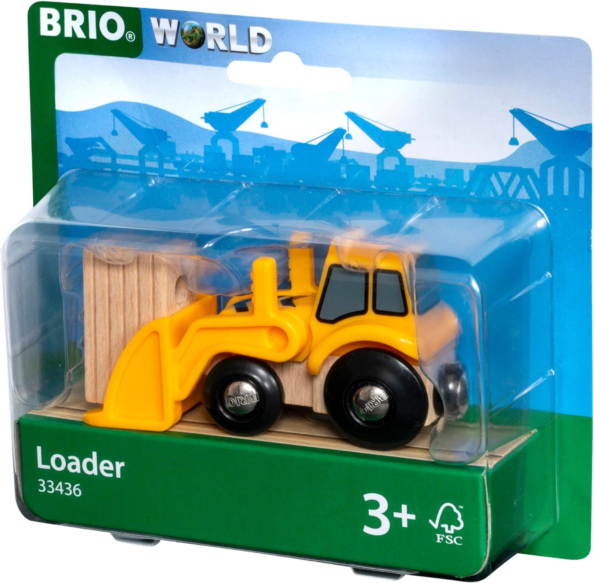 BRIO World Farm Tractor Loader Toy for Kids Age 3 Years Up - Wooden Railway Train Set Add On Accessories