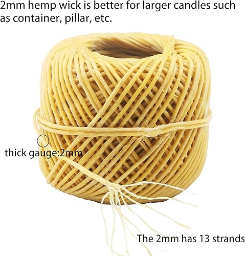 Miniatura 5 de Mecha de cáñamo MILIVIXAY con revestimiento de cera de abejas natural, cera de abejas de grado comestible, carrete de 200 pies, tamaño estándar