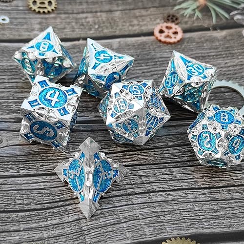 Miniatura 3 de D&D - Juego de dados DND de metal, accesorios de dados poliédricos de Calabozos y Dragones, MTG TRPG Pathfinder, juego de mesa Steampunk D20 D12 D10