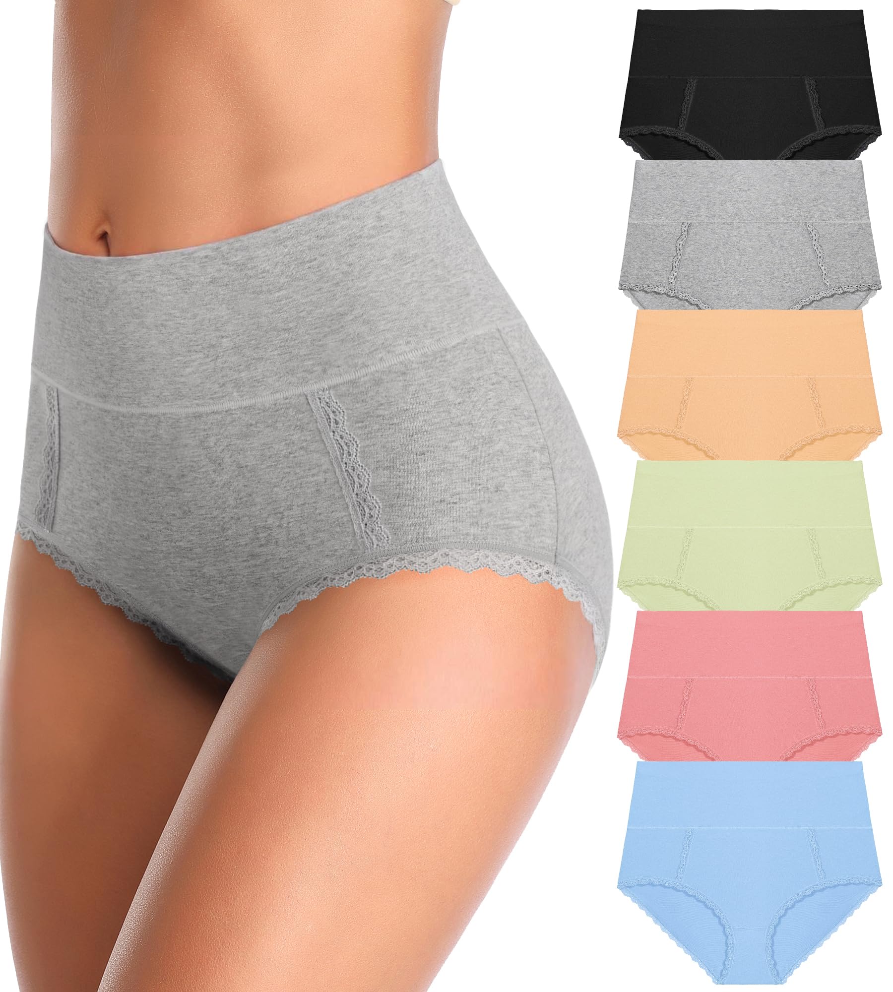 MISSWHO S-4XL bielizna damska, bawełna, wysoka talia, pielęgnacja poporodowa, miękka, oddychająca, bez muffinek, majtki dla kobiet (wielopak)