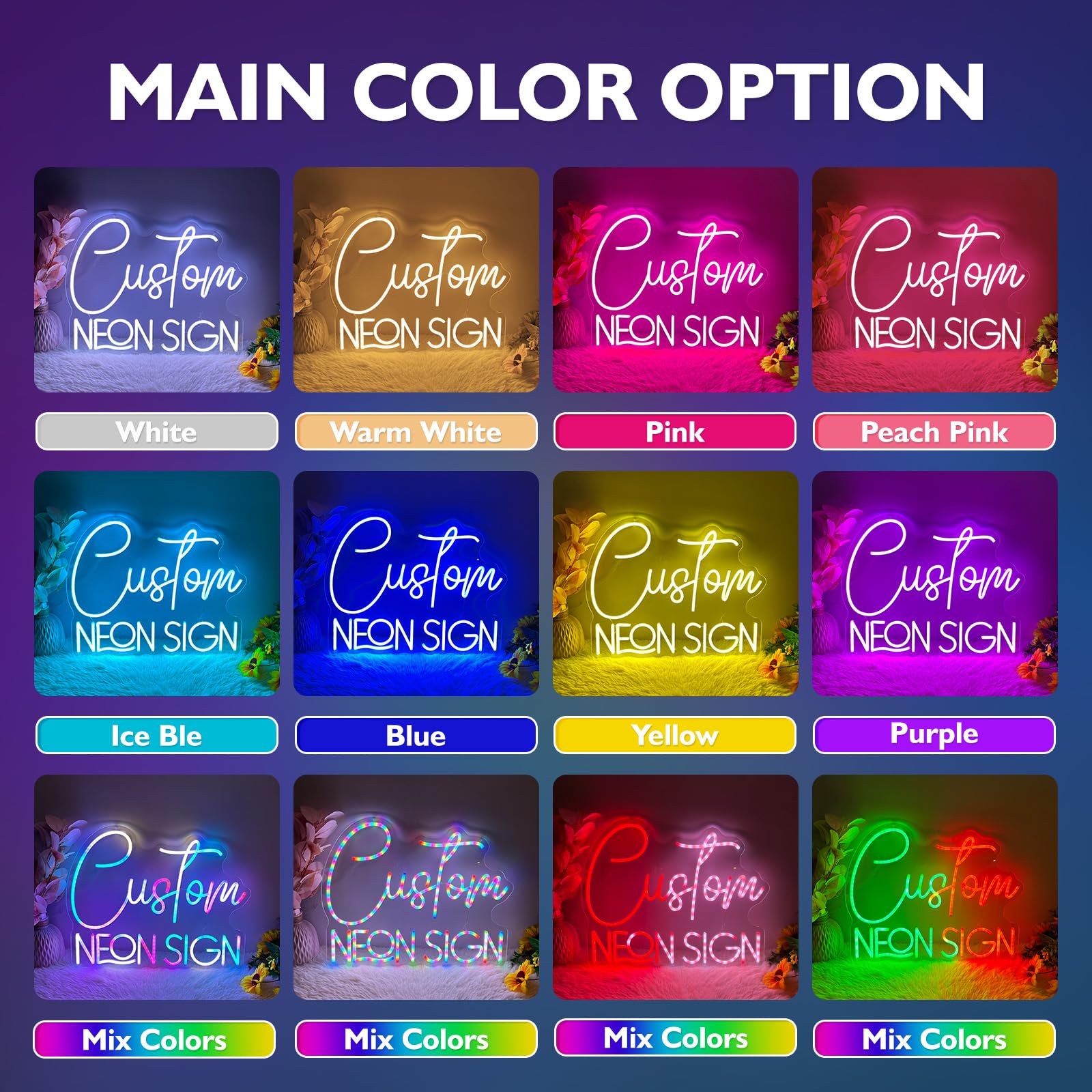 Neon Schild Personalisiert, Rainbow LED Neon Sign Individuelle Leuchtreklame Sprachgesteuerte Funktion Verschiedene Farbkombinationen für Party Gaming Zimmer Bar Deko