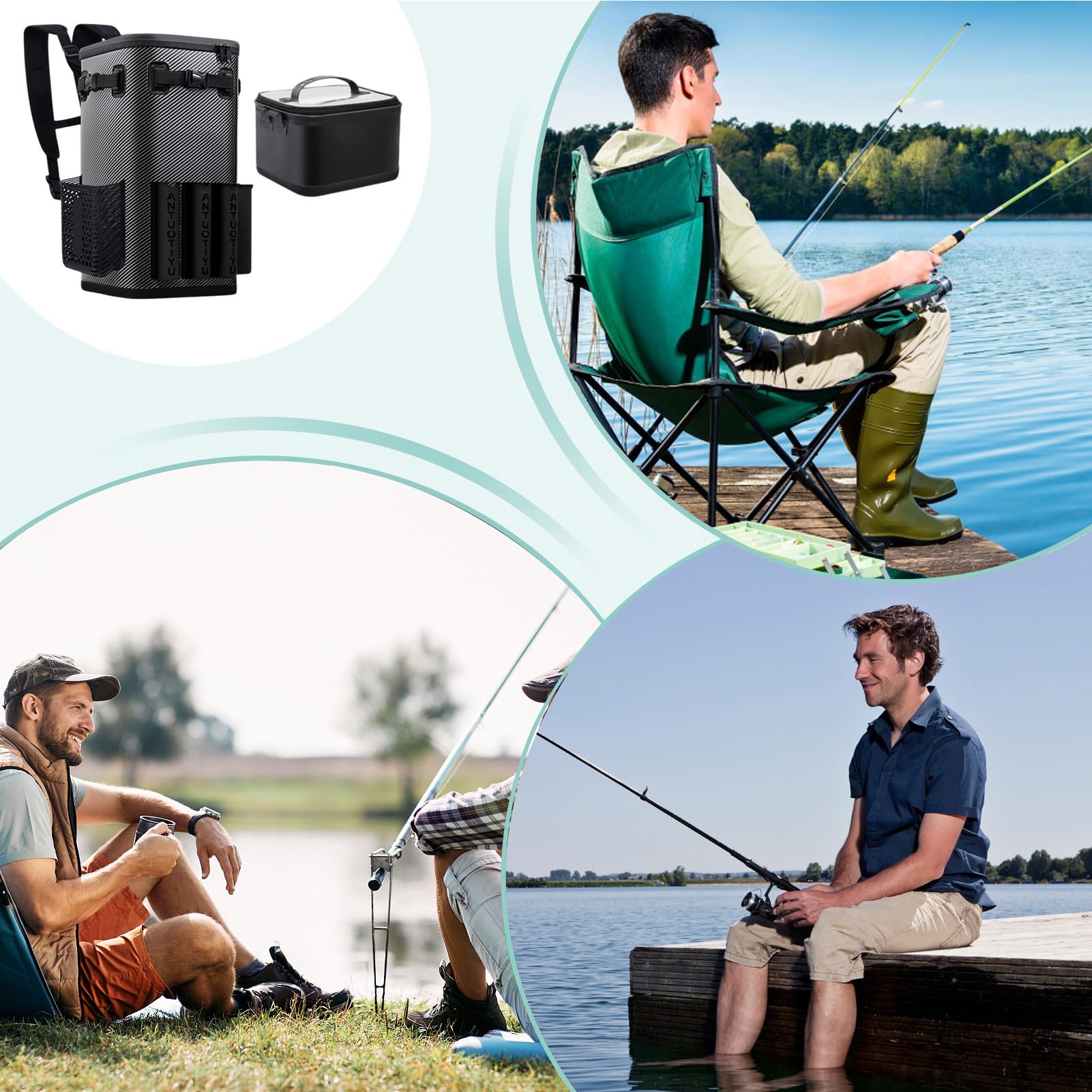 Générique Tackle Box, plecak wodoodporny, torba wędkarska, uchwyt na wędkę | do 49 l wielofunkcyjny sprzęt wędkarski, opakowanie, kemping, turystyka, przygody na świeżym powietrzu, 10,24 x 19,29 ,
