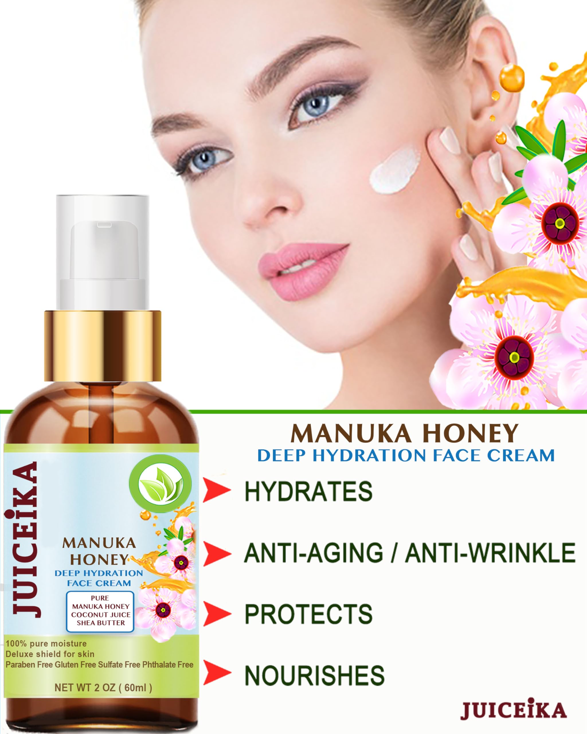 Amazon.com: Juiceika MANUKA HONEY Deep Hydration Face Cream Face